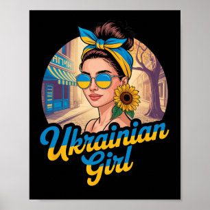 Poster Mulher em estilo retrô da Ucrânia Gráfico Orgulho