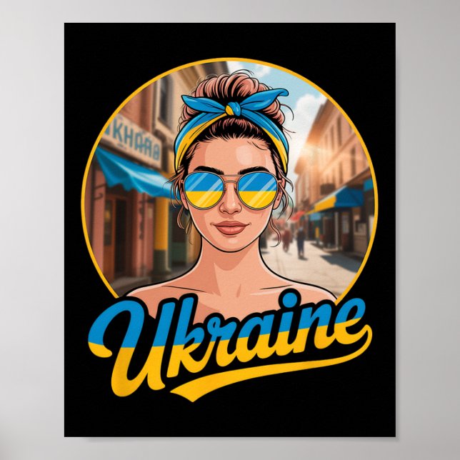 Poster Mulher em estilo retrô da Ucrânia Gráfico Orgulho  (Frente)