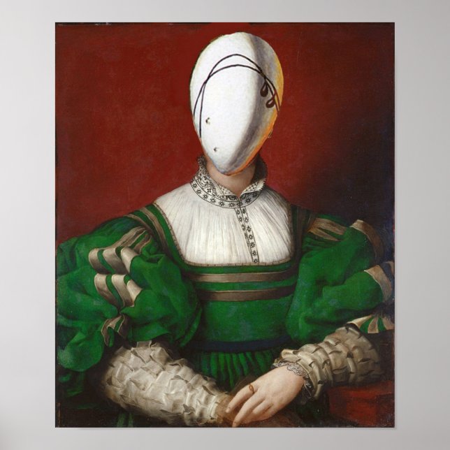 Poster MULHER EM GREEN DRESS Fashion Figurino Teatral (Frente)