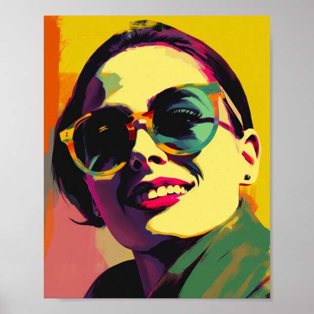 Poster Mulher em óculos de sol Pop (Frente)