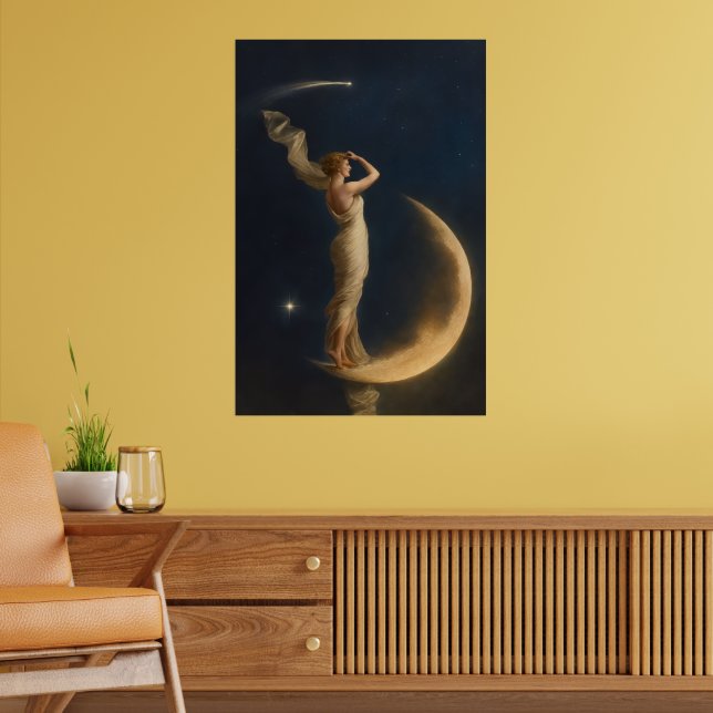 Poster Mulher em Pé Sobre Uma Lua Crescente (Sala de Estar 2)