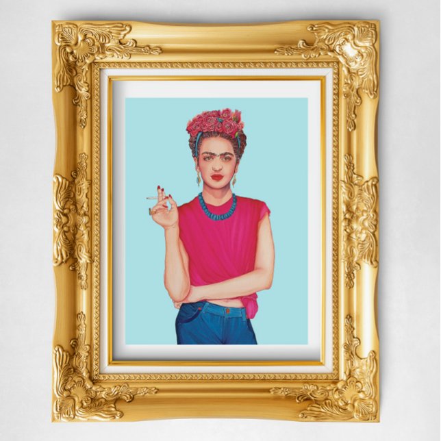 Pôster Mulher em pintura a óleo de jeans azul (Criador carregado)