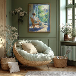 Poster Mulher em Sala Iluminada com Varanda - Impressioni