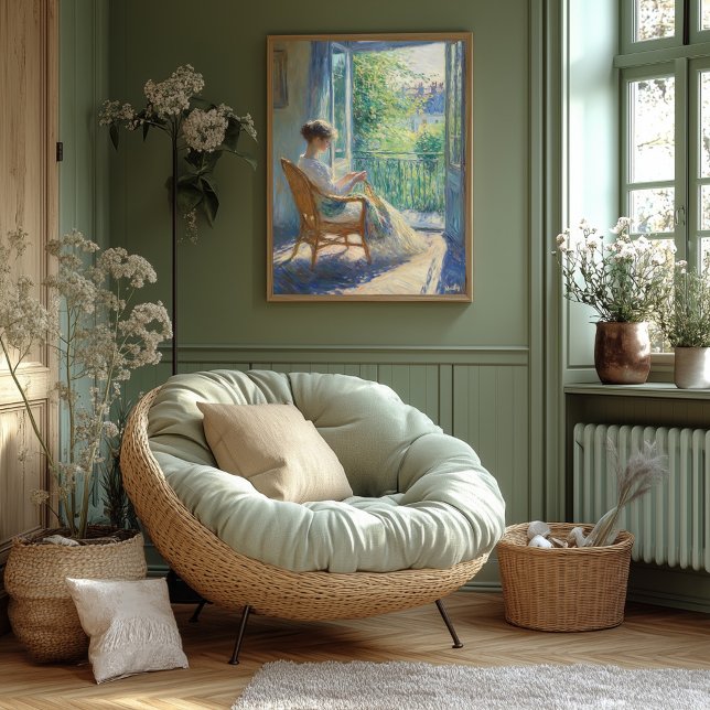 Poster Mulher em Sala Luminosa com Balcony - Impressionis (Criador carregado)