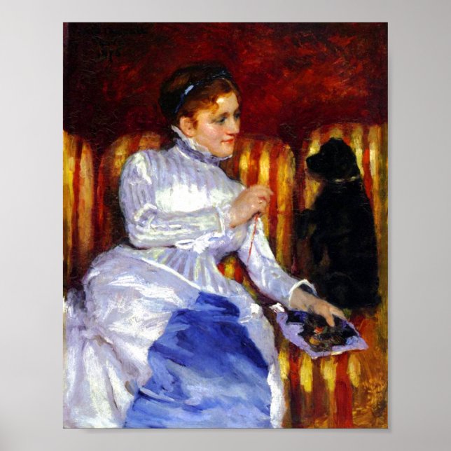 Poster Mulher em sofá stripteado com D por Mary Cassatt (Frente)