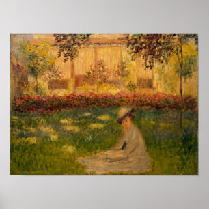 Pôster Mulher em um jardim, 1876 de Claude Monet
