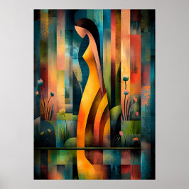 Poster Mulher em um Vestido Amarelo - Visão Cubista Minim