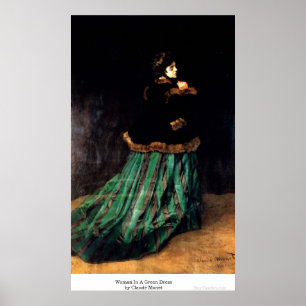 Poster Mulher em um vestido verde por Claude Monet