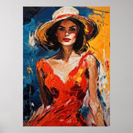 Poster Mulher em vestido de cocktail vermelho