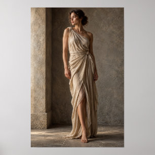 Poster Mulher em Vestido de Drapê Ivory Parede Interior E