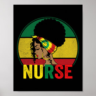 Poster Mulher Enfermeira Negra Afro Melanina Vintage Hist