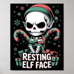 Poster Mulher engraçada do Natal com rosto de elfo descan