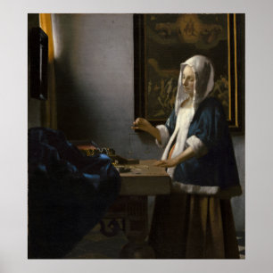 Pôster Mulher Equilibra Johannes Vermeer