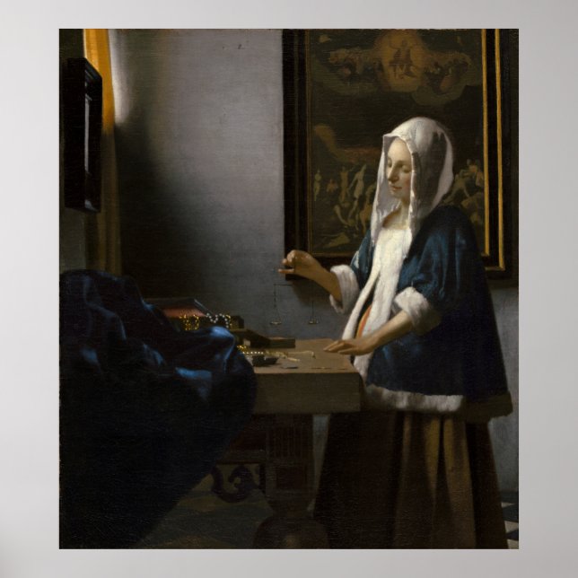 Pôster Mulher Equilibra Johannes Vermeer (Frente)