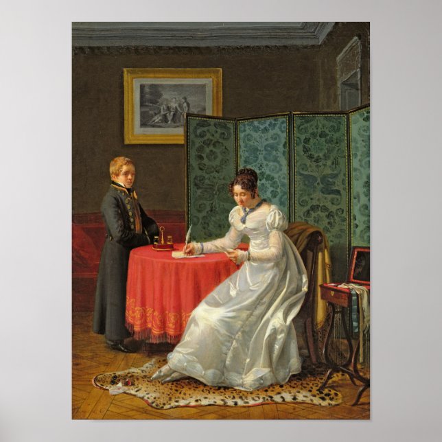 Pôster Mulher Escrevendo uma letra (Frente)