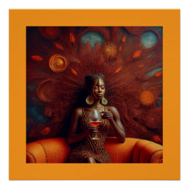 Pôster Mulher Esfregando Uma Bebida No Sofá