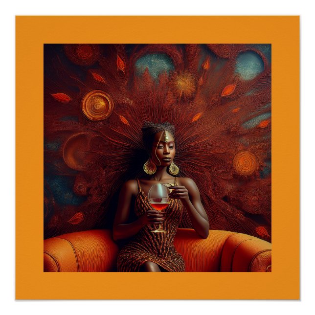 Pôster Mulher Esfregando Uma Bebida No Sofá (Frente)