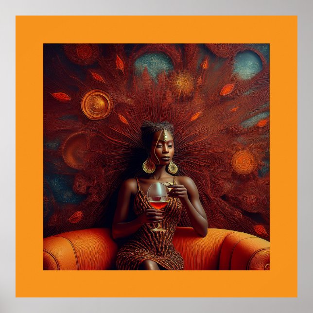 Poster Mulher Esfregando Uma Bebida No Sofá (Frente)