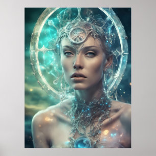 Poster Mulher Espacial Ficção Científica Linda