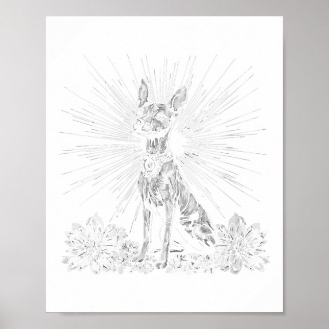 Poster Mulher Estilo de Tatuagem Retroativa Xoloitzcuintl (Frente)