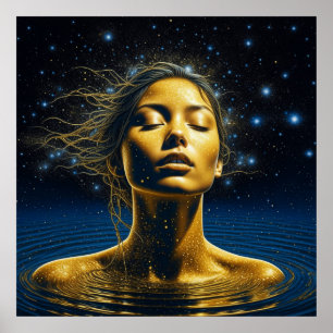 Poster Mulher Etérea Meditando Sob as Estrelas