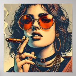 Poster Mulher Expondo Uma Atitude Rebelde E Legal