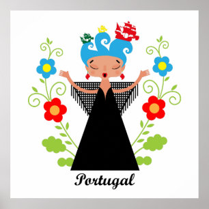 Pôster Mulher fada cantora de caravela portuguesa