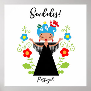 Poster Mulher fada cantora de caravela portuguesa