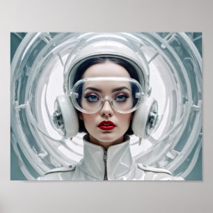 Poster Mulher-Fi Retro Futurismo de 1950 no Plexiglas