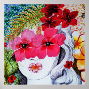 Poster Mulher Floral