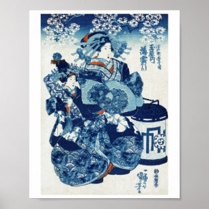 Poster Mulher Geisya Japonesa, Kuniyoshi, Ukiyo-e