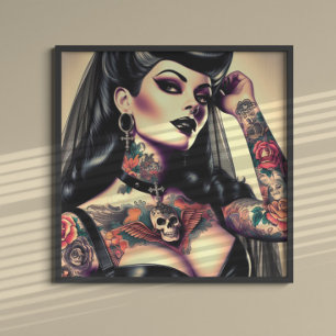 Poster Mulher Gótica Tatuada