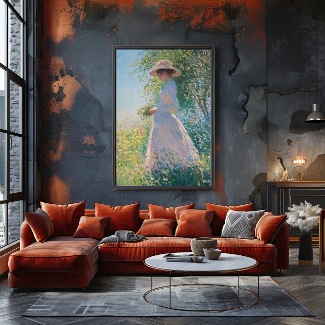 Poster Mulher graciosa no campo iluminado - Impressionist (Criador carregado)