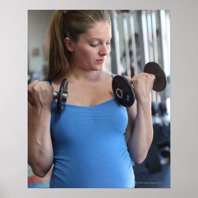 Poster mulher grávida a fazer exercício no clube de saúde (Frente)