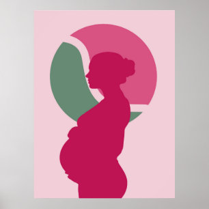 Poster Mulher Grávida Elegante Silhueta Arte de Parede pa