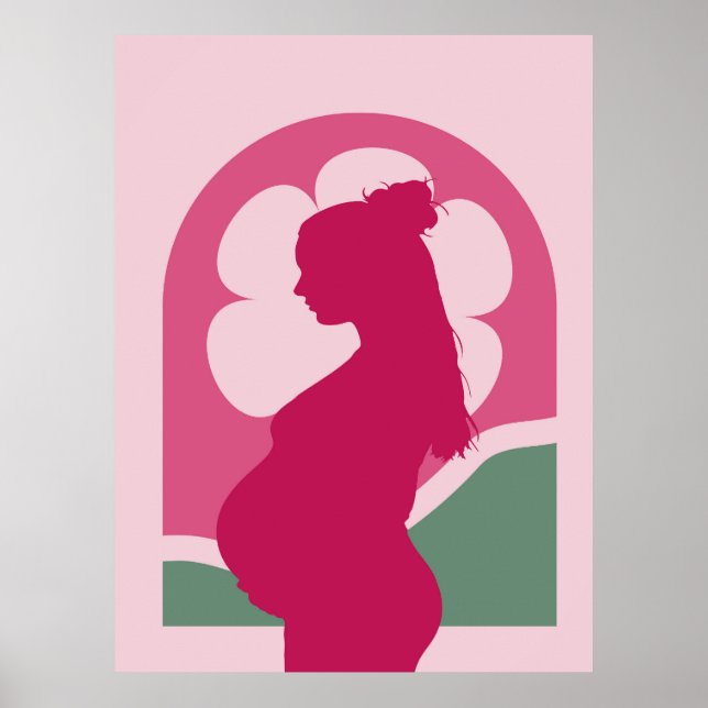 Poster Mulher Grávida Silhueta Elegante Arte de Parede pa (Frente)