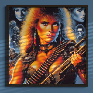 Poster Mulher Guerreira dos anos 80