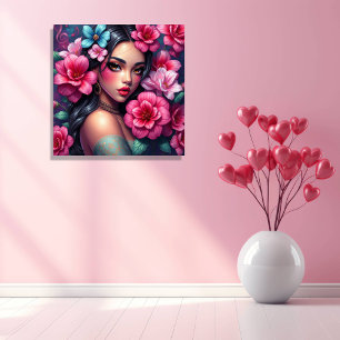 Poster Mulher Hispânica Anime Bonita