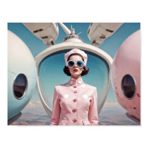 Mulher hospitaleira do futurismo retrô dos anos 50