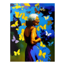 Mulher Idosa e Borboletas