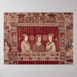 Poster Mulher indiana com comerciantes europeus, Madras