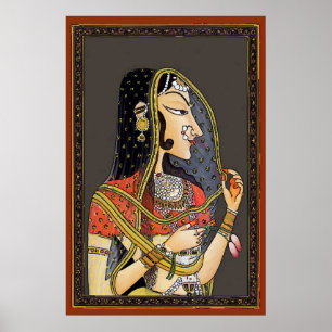 Pôster Mulher indiana do vintage, arte de Mughal