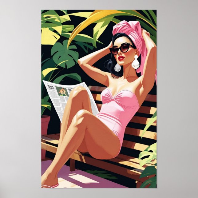 Poster Mulher Inspirada em Vintage Encantadora (Frente)