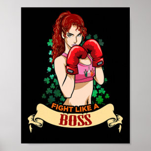 Poster Mulher Irlandesa Forte Empoderada Boxe Kickboxing