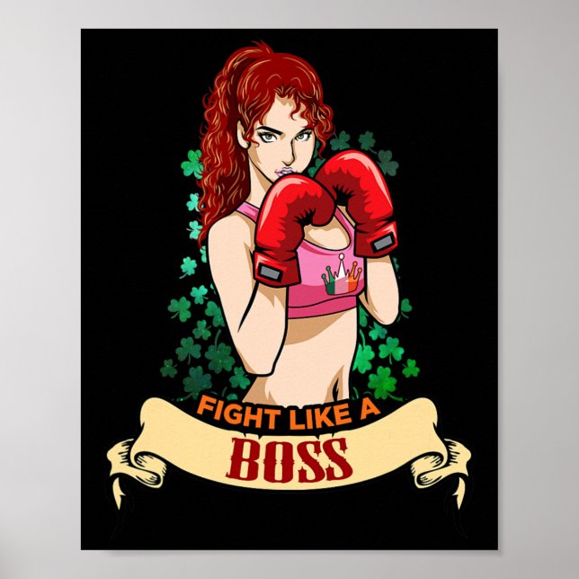 Poster Mulher Irlandesa Forte Empoderada Boxe Kickboxing (Frente)