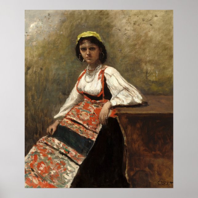 Poster Mulher italiana - Jean-Baptiste - Corot Fine Art (Frente)