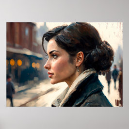 Poster Mulher italiana na pintura a óleo de retrato em Ná