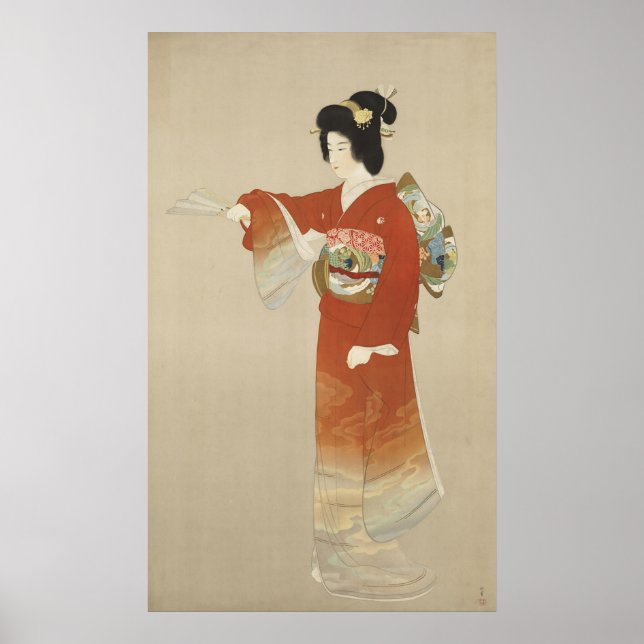 Poster Mulher Japonesa Em Kimono (Frente)