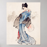 Mulher japonesa em Kimono por Katsushika Hokusai