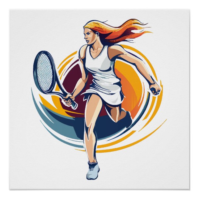 Pôster mulher jogando ténis (Frente)